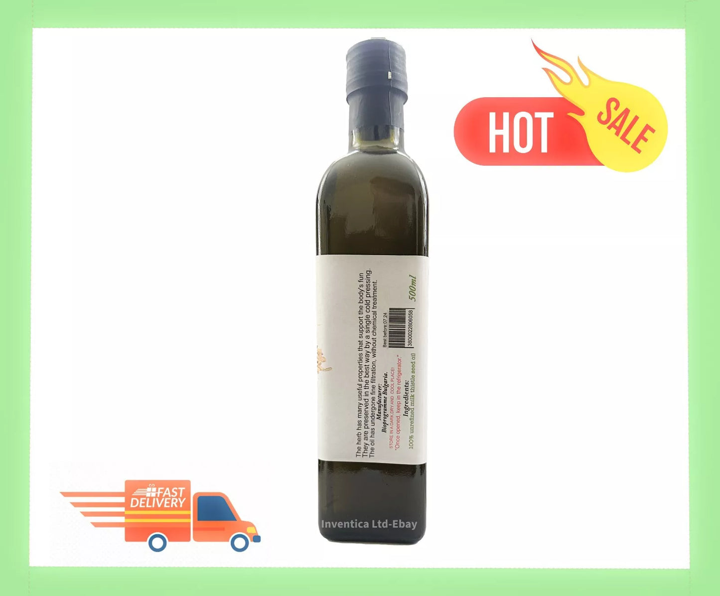 🌿 100% Pure Bulgarian Milk Thistle Seed Oil –Cold-Pressed & Unrefined – 500ml