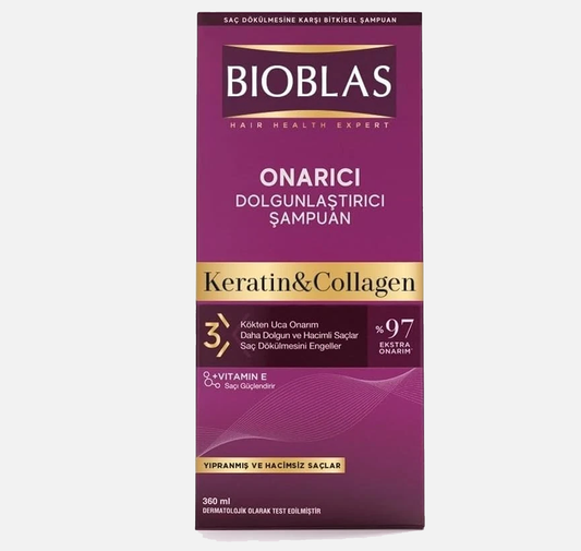 BIOBLAS Anti-Hair Loss Herbal Shampoo | Collagen + Keratin | 360ml | Paraben-Fre